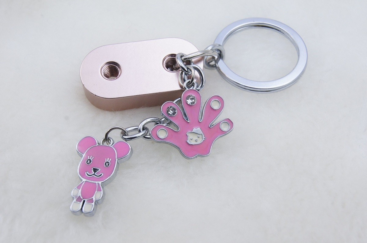 粉紅小熊積木鑰匙圈