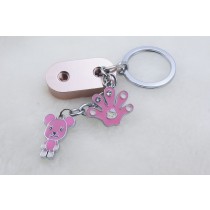 粉紅小熊積木鑰匙圈